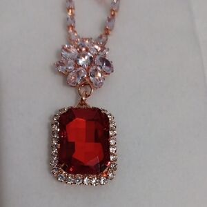 Elegant Red Gemstone Pendant Necklace